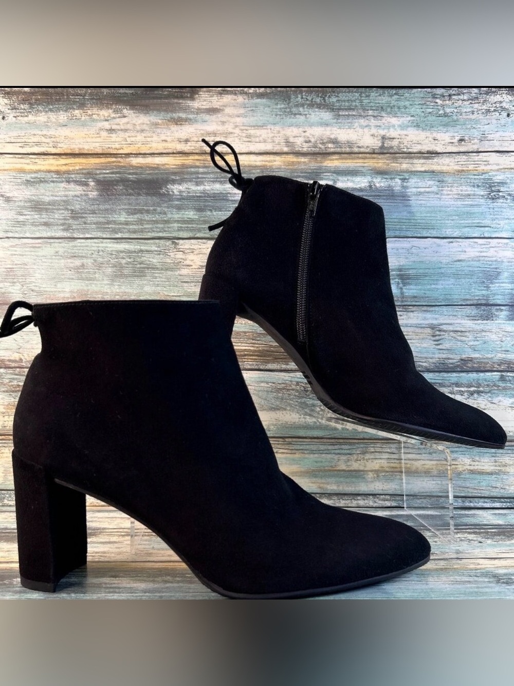 Stuart Weitzman Womens Lofty Ankle Boots Size 8.5 Black Suede Dress Career Chic